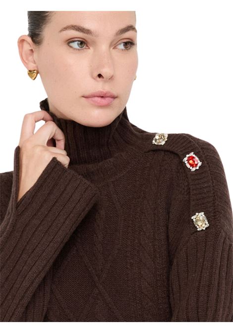 Dolcevita in lana con bottoni gioiello CIOCCOLATO Liu Jo | MF5425MS040X0385